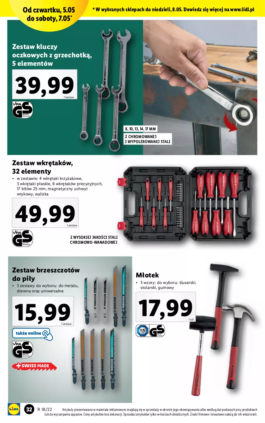 Gazetka promocyjna Lidl - GAZETKA - ważna 02.05 do 08.05.2022 - strona 32 - produkty: Młot, Młotek, Sok, Walizka, Wkręt, Zestaw kluczy, Zestaw wkrętaków