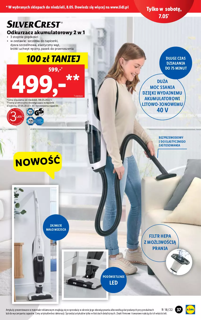 Gazetka promocyjna Lidl - GAZETKA - ważna 02.05 do 08.05.2022 - strona 37 - produkty: Akumulator, Odkurzacz, Pasek, Szczotka, Top