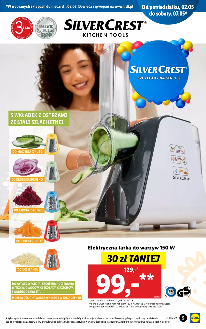 Gazetka promocyjna Lidl - GAZETKA - ważna 02.05 do 08.05.2022 - strona 5 - produkty: Ser, Silvercrest, Tarka