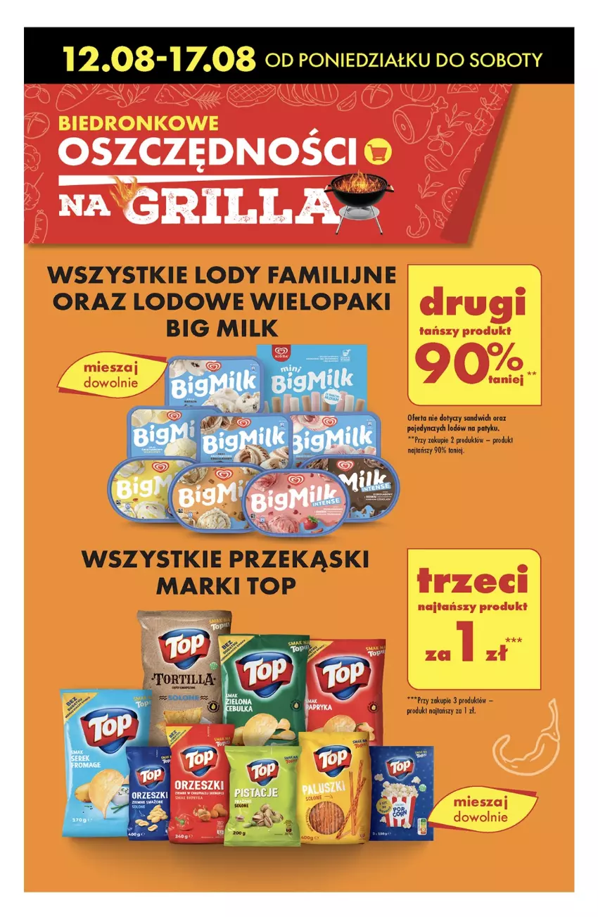 Gazetka promocyjna Biedronka - Od poniedzialku - ważna 12.08 do 17.08.2024 - strona 13 - produkty: Big Milk, Fa, Lody, Orzeszki, Top