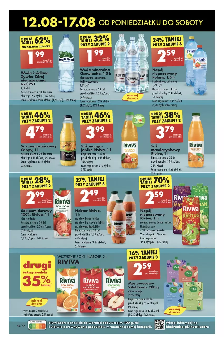 Gazetka promocyjna Biedronka - Od poniedzialku - ważna 12.08 do 17.08.2024 - strona 54 - produkty: Cappy, Cisowianka, Dell, Fa, Kaktus, LANA, Mango, Napój, Napoje, Nektar, Por, Sok, Sok pomarańczowy, Sok pomidorowy, Woda, Woda mineralna