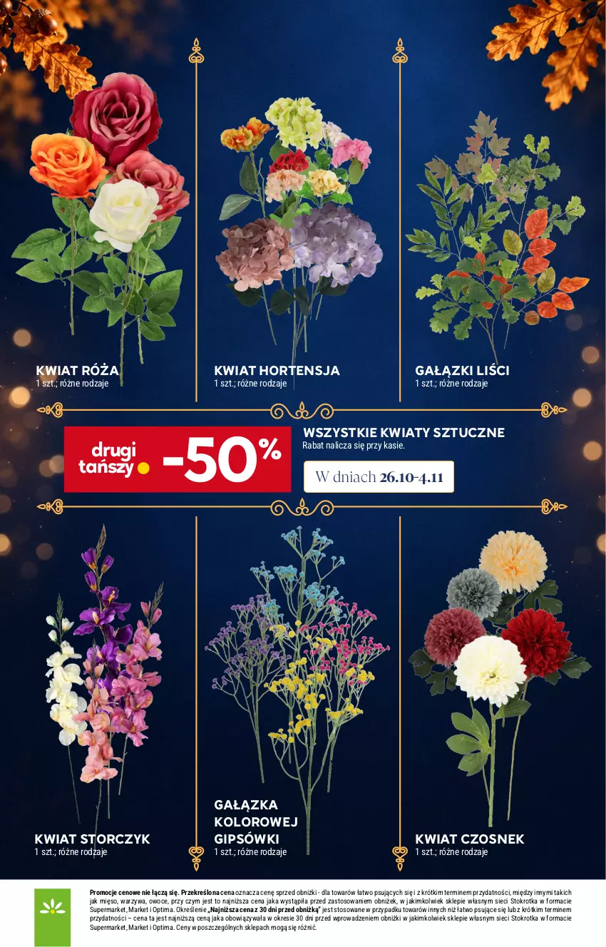 Gazetka promocyjna Stokrotka - Katalog Znicze - ważna 29.10 do 04.11.2026 - strona 13 - produkty: Czosnek, Mięso, Optima, Owoce, Róża, Storczyk, Warzywa