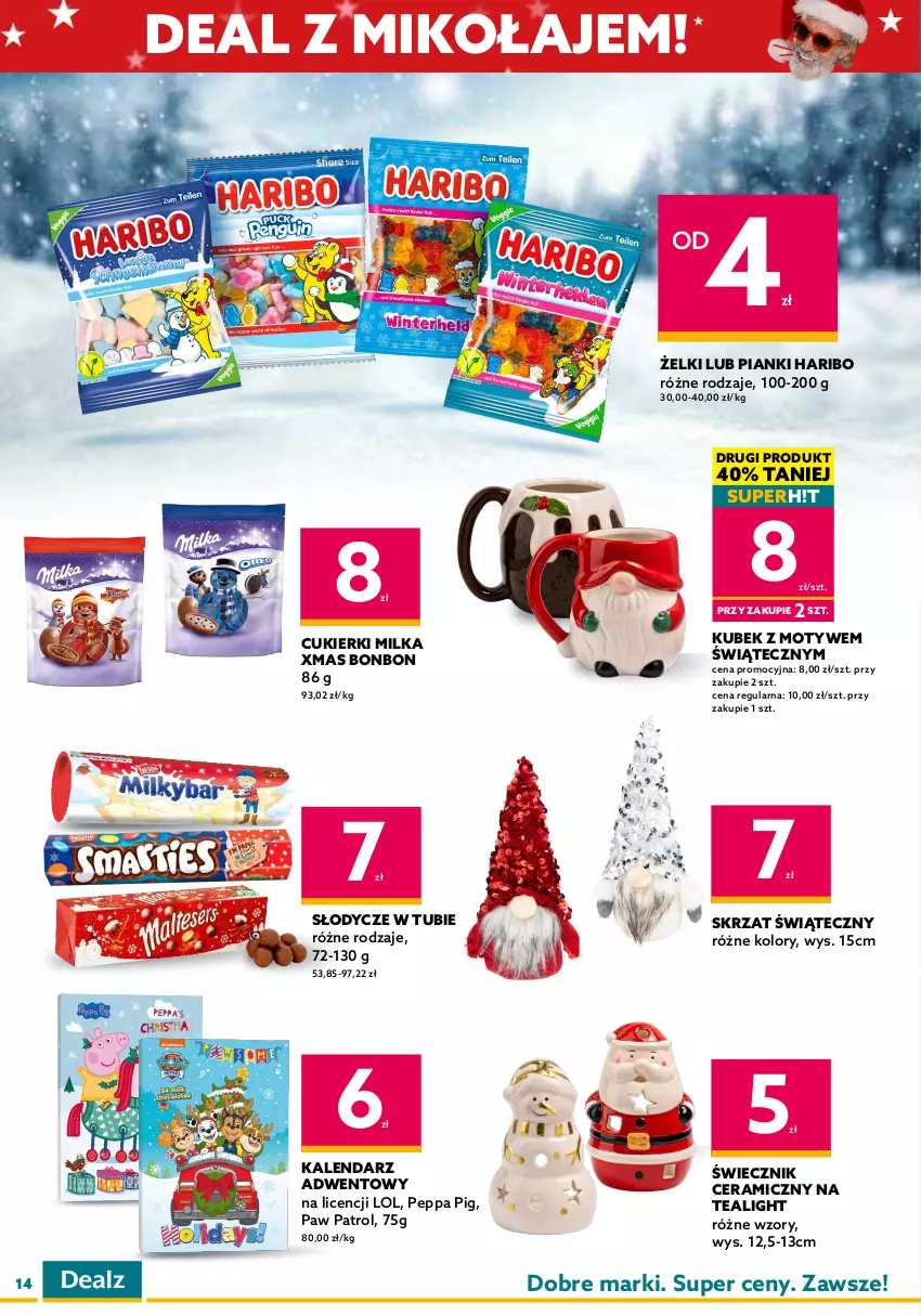 Gazetka promocyjna Dealz - NOWY SKLEPCentrum Handlowe S1, Stargargard-Lipnik - ważna 08.12 do 21.12.2022 - strona 14 - produkty: Cukier, Cukierki, Gin, Haribo, Kalendarz, Kalendarz adwentowy, Koc, Kostium, Kubek, Milka, Ogród, Ser, Skrzat