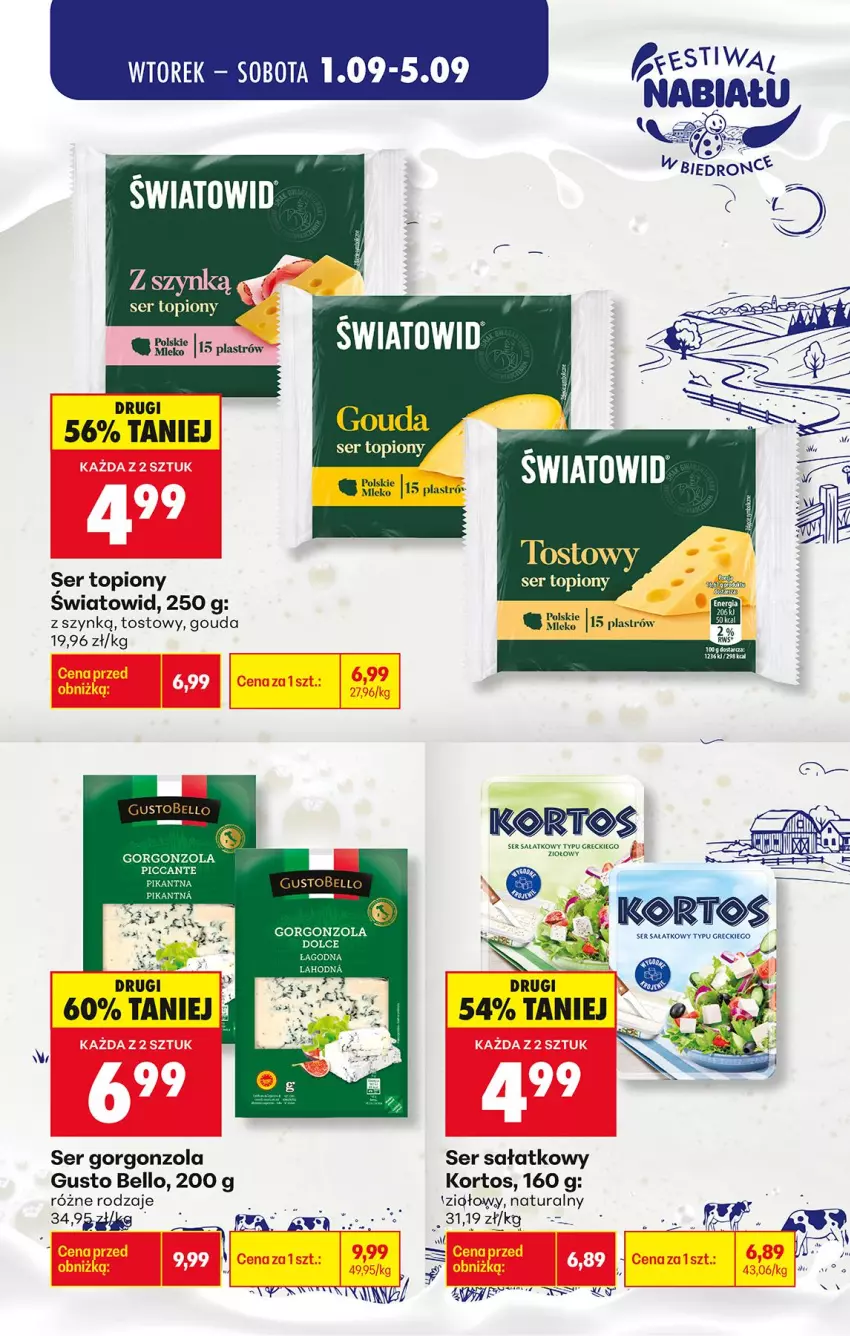 Gazetka promocyjna Biedronka - Gazetka - ważna 01.09 do 08.09.2026 - strona 5 - produkty: Bell, Gorgonzola, Gouda, Mleko, Sałat, Ser, Ser topiony, Top