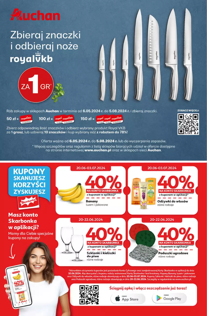Gazetka promocyjna Auchan - Gazetka CENY W DÓŁ Hipermarket Auchan - ważna 20.06 do 26.06.2024 - strona 2 - produkty: Banany, Lanki, Noż, Piwa, Tera