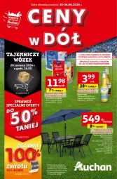 Gazetka promocyjna Auchan - Gazetka CENY W DÓŁ Hipermarket Auchan - Gazetka - ważna od 26.06 do 26.06.2024 - strona 1 - produkty: Sól, Por, BIC, Stół, Parasol, Krzesło