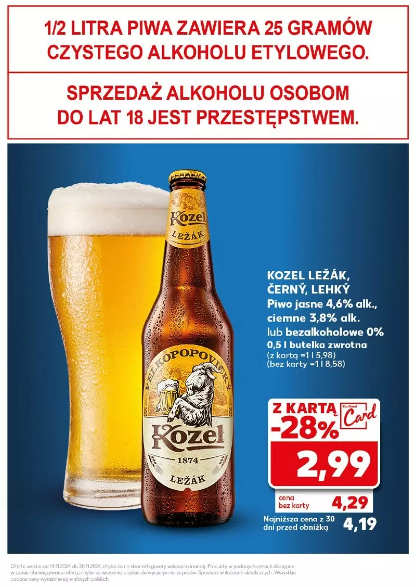 Gazetka promocyjna Kaufland - ważna 18.11 do 20.11.2024 - strona 3 - produkty: Kozel, Piwo, Piwo jasne