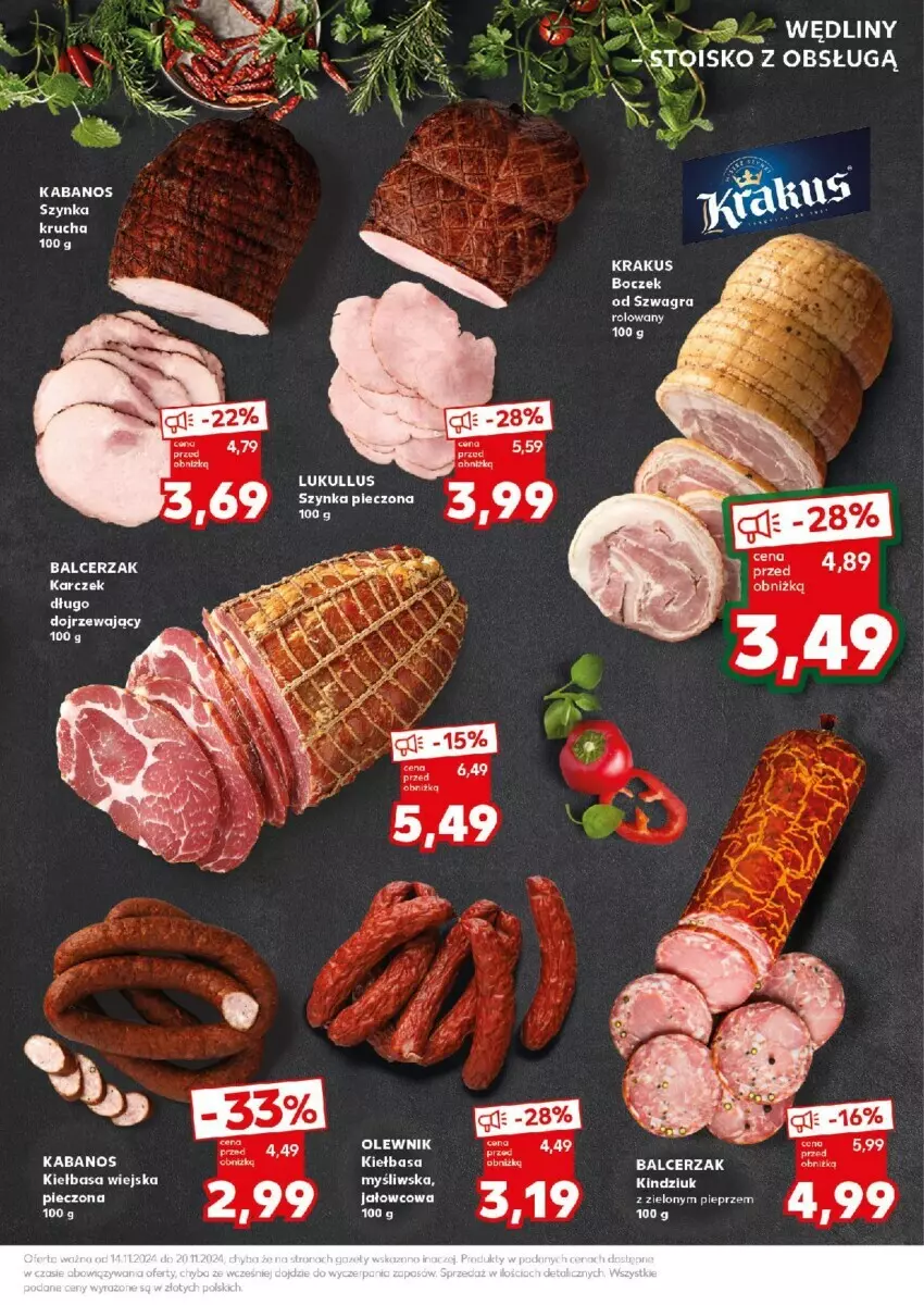 Gazetka promocyjna Kaufland - ważna 18.11 do 20.11.2024 - strona 9 - produkty: Boczek, Gra, Kabanos, Kiełbasa, Kiełbasa wiejska, Kindziuk, Krakus, Olewnik, Piec, Pieprz, Szynka