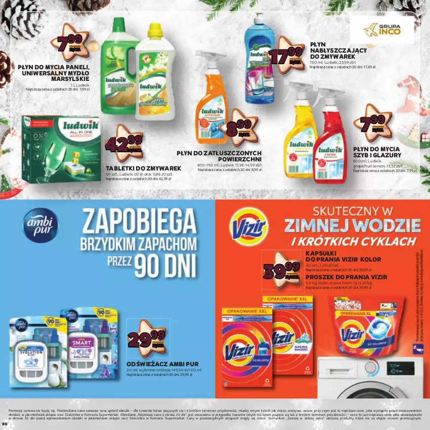 Gazetka promocyjna Stokrotka - Boże Narodzenie - ważna 12.12.2023 do 27.12.2024 - strona 80 - produkty: Ambi Pur, Gra, Kapsułki do prania, Lazur, Ludwik, Mars, Mięso, Mydło, Owoce, Płyn do mycia, Płyn do mycia paneli, Płyn nabłyszczający, Proszek do prania, Pur, Tablet, Vizir, Warzywa