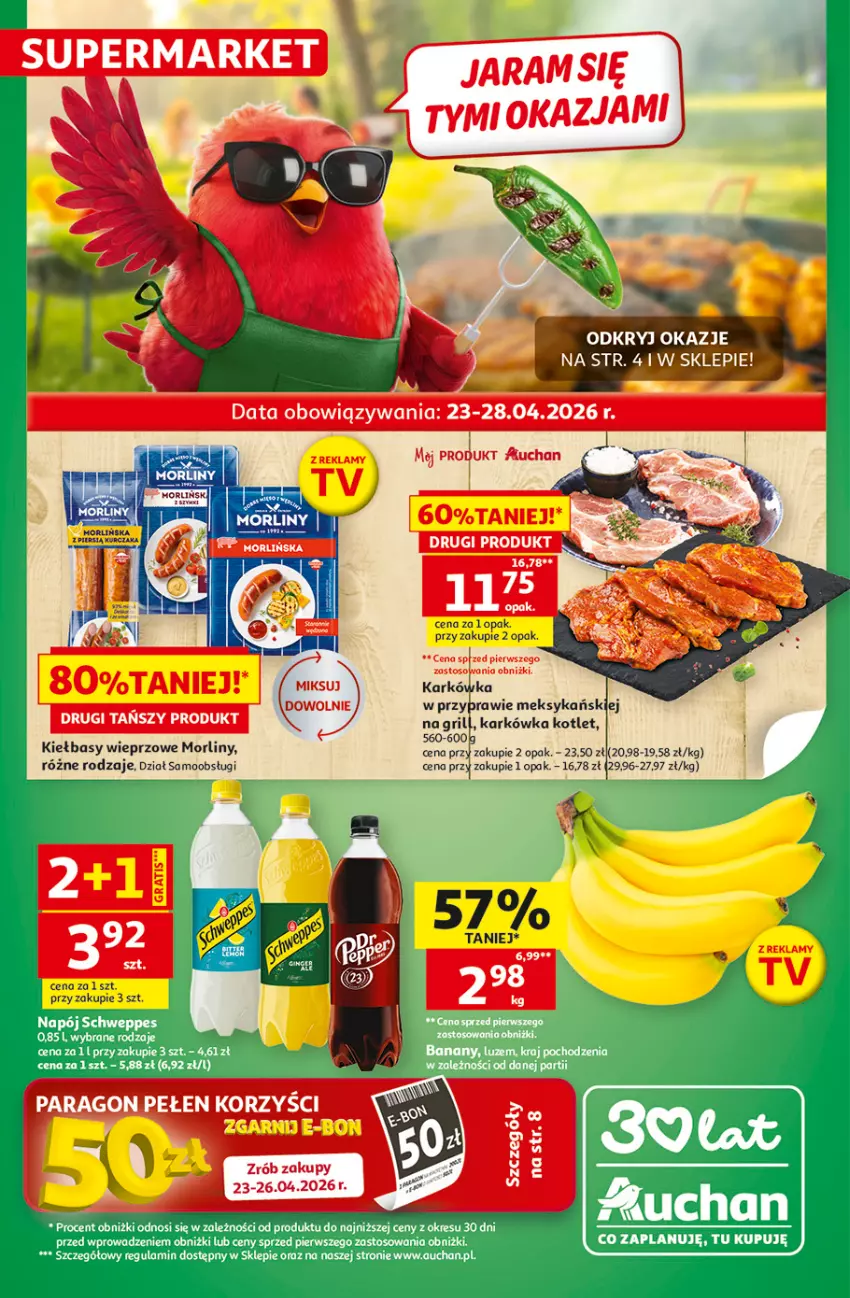 Gazetka promocyjna Auchan - 30 Lat Supermarket - ważna 23.04 do 28.04.2026 - strona 1 - produkty: Kotlet, Morliny