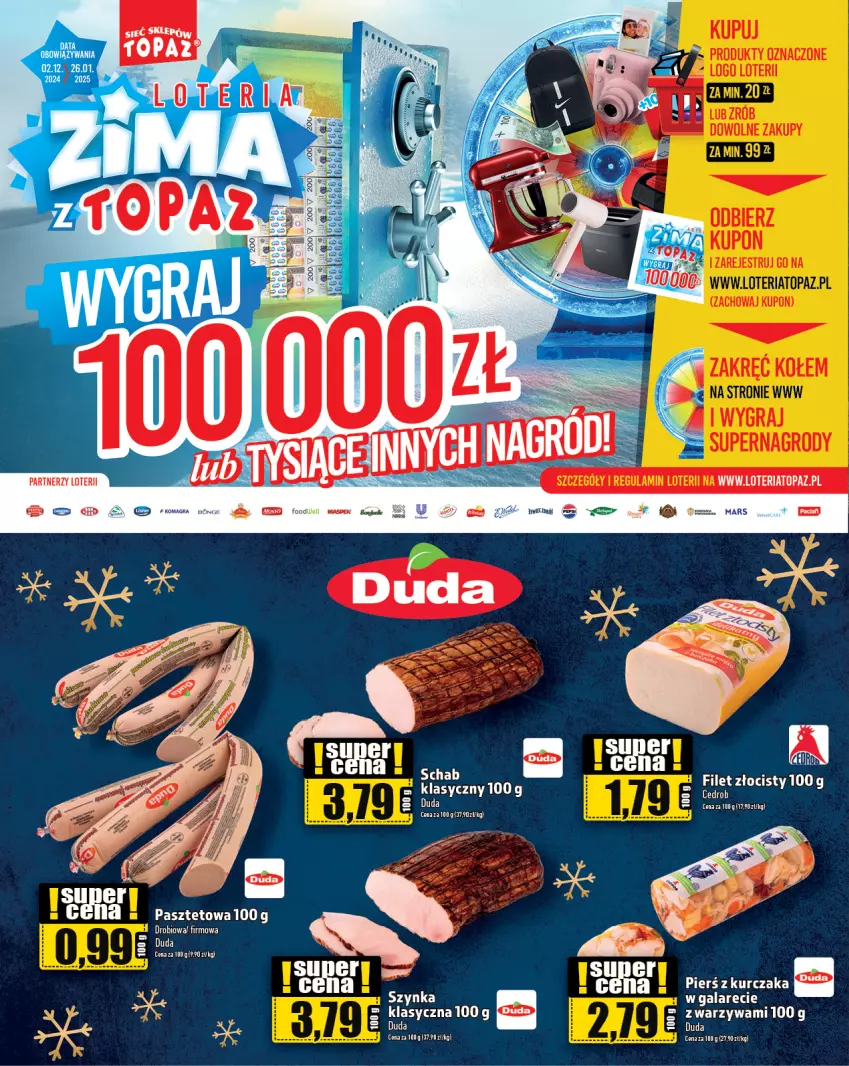 Gazetka promocyjna Topaz - Gazetka - ważna 16.01 do 22.01.2025 - strona 2 - produkty: Duda, Gala, Kurczak, Mars, Pasztet, Rum, Sos, Szynka, Top