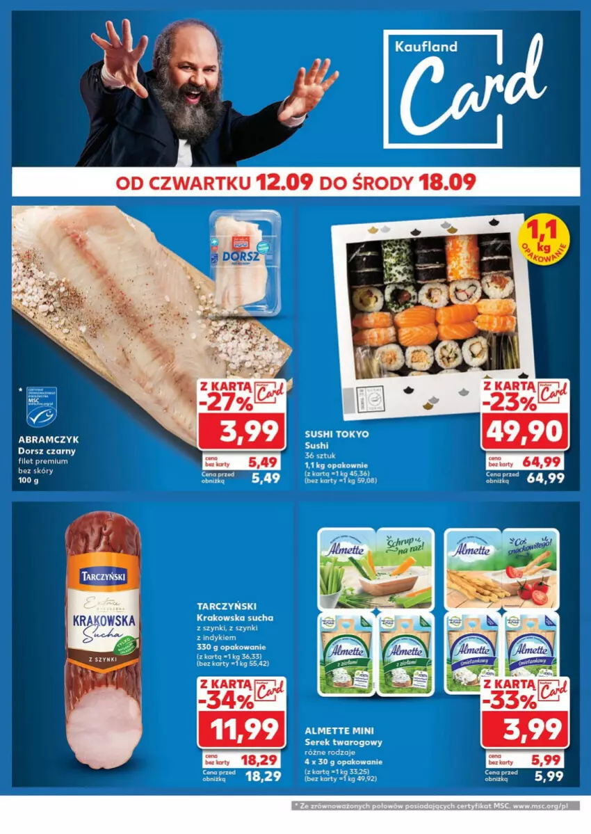 Gazetka promocyjna Kaufland - ważna 16.09 do 18.09.2024 - strona 26 - produkty: Almette, Dorsz, Ser, Serek, Serek twarogowy, Sushi, Tarczyński