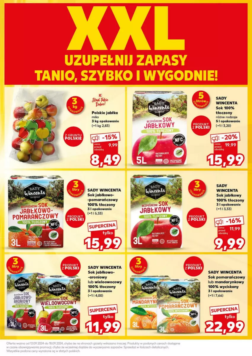 Gazetka promocyjna Kaufland - ważna 16.09 do 18.09.2024 - strona 3 - produkty: Jabłka, Sok, Sok jabłkowy, Sok pomarańczowy