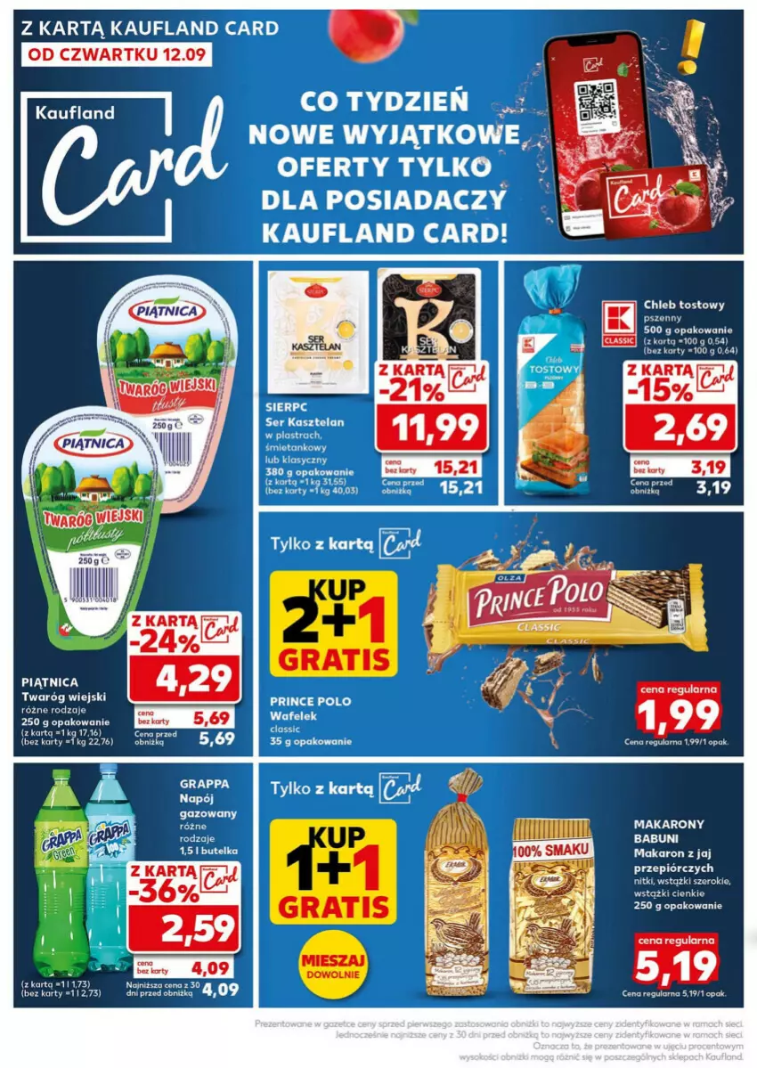 Gazetka promocyjna Kaufland - ważna 16.09 do 18.09.2024 - strona 31 - produkty: Fa, Gra, Grappa, Kasztelan, Makaron, Napój, Piątnica, Prince Polo, Ser, Ser Kasztelan