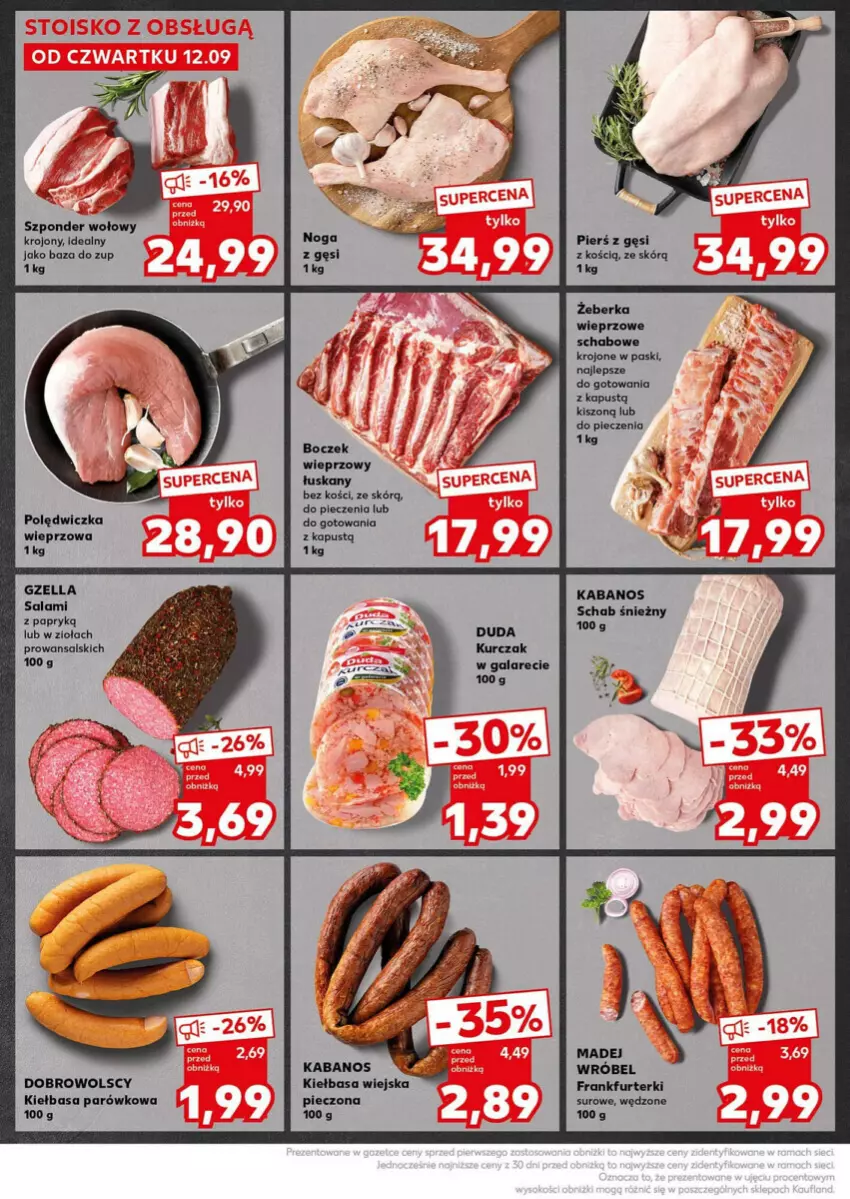 Gazetka promocyjna Kaufland - ważna 16.09 do 18.09.2024 - strona 8 - produkty: Duda, Frankfurterki, Gala, Kabanos, Kapustą, Kiełbasa, Kurczak, Madej Wróbel, Piec, Salami, Salami z papryką, Szponder wołowy