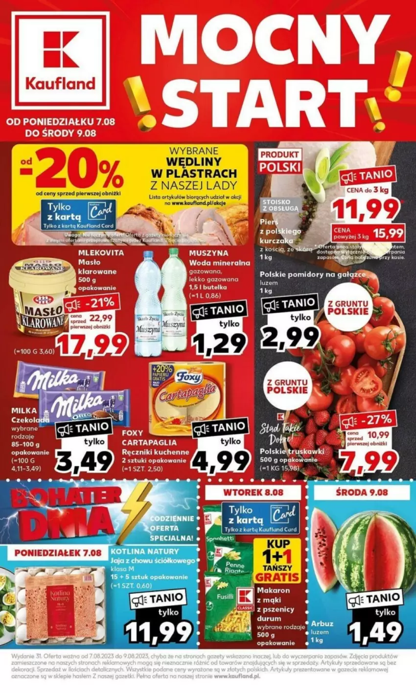 Gazetka promocyjna Kaufland - ważna 07.08 do 09.08.2023 - strona 1 - produkty: Fa, Grunt, Jaja, LG, Makaron, Pomidory, Ręcznik, Rum, Szyna