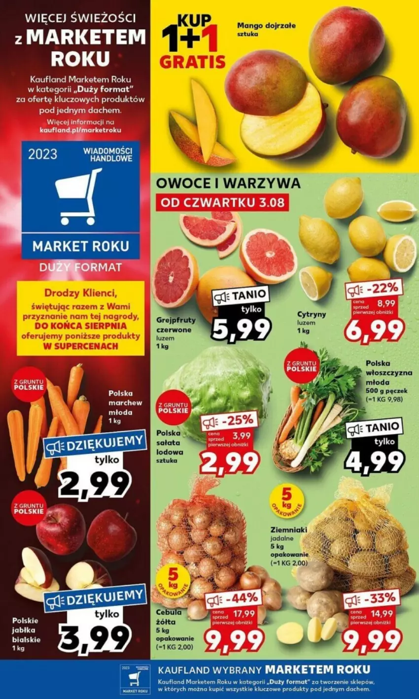 Gazetka promocyjna Kaufland - ważna 07.08 do 09.08.2023 - strona 19 - produkty: Cebula, Mango, Owoce, Roleta, Warzywa, Ziemniaki, Zupa
