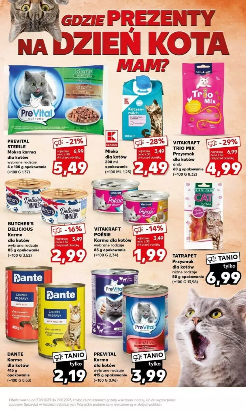 Gazetka promocyjna Kaufland - ważna 07.08 do 09.08.2023 - strona 9 - produkty: Drób, Fa, Mleko, Mleko dla kotów, Mokra karma, Tatra, Vitakraft