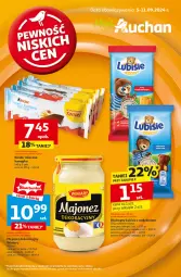 Gazetka promocyjna Auchan - Pewność Niskich Cen Moje - Gazetka - ważna od 11.09 do 11.09.2024 - strona 1 - produkty: Majonez, Lubisie, Winiary, Mleczna kanapka, Biszkopty, Kinder