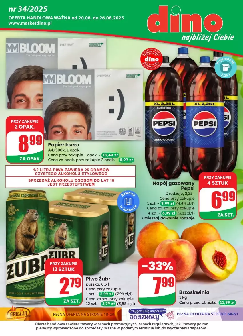 Gazetka promocyjna Dino - ważna 20.08 do 26.08.2025 - strona 1 - produkty: JBL, Papier, Pepsi, Piwo, Ser