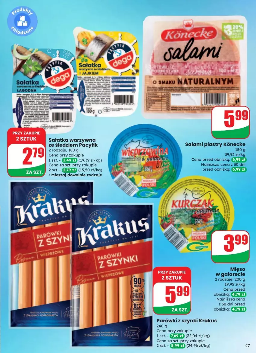 Gazetka promocyjna Dino - ważna 20.08 do 26.08.2025 - strona 41 - produkty: Fa, Gala, Krakus, Mięso, Parówki, Parówki z szynki, Salami, Sałat, Sałatka, Sałatka warzywna, Sól