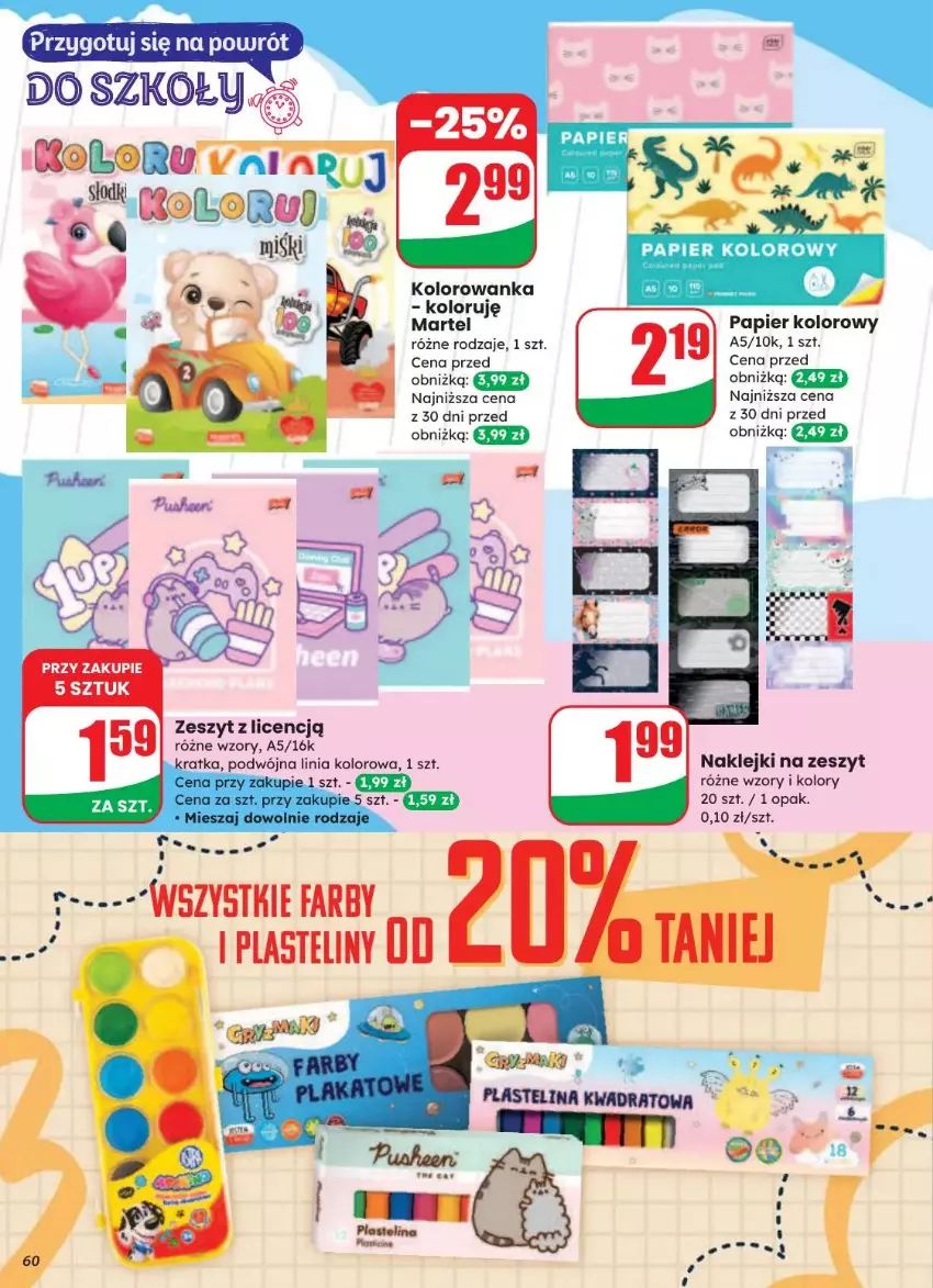 Gazetka promocyjna Dino - ważna 20.08 do 26.08.2025 - strona 56 - produkty: Fa, Klej, Kolorowanka, Papier, Saga