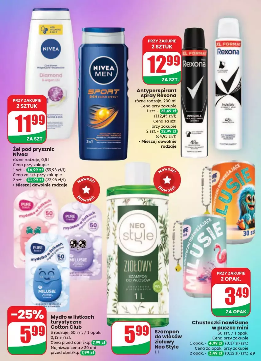 Gazetka promocyjna Dino - ważna 20.08 do 26.08.2025 - strona 65 - produkty: Antyperspirant, Mydło, Nivea, Rexona, Szampon
