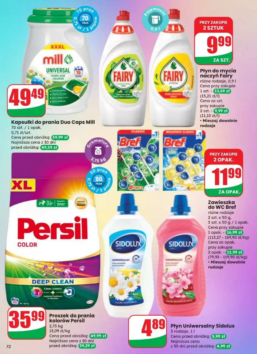 Gazetka promocyjna Dino - ważna 20.08 do 26.08.2025 - strona 69 - produkty: Bref, Do mycia naczyń, Fa, Fairy, Kapsułki do prania, Persil, Płyn do mycia, Płyn do mycia naczyń, Proszek do prania, Sidolux, Zawieszka do wc