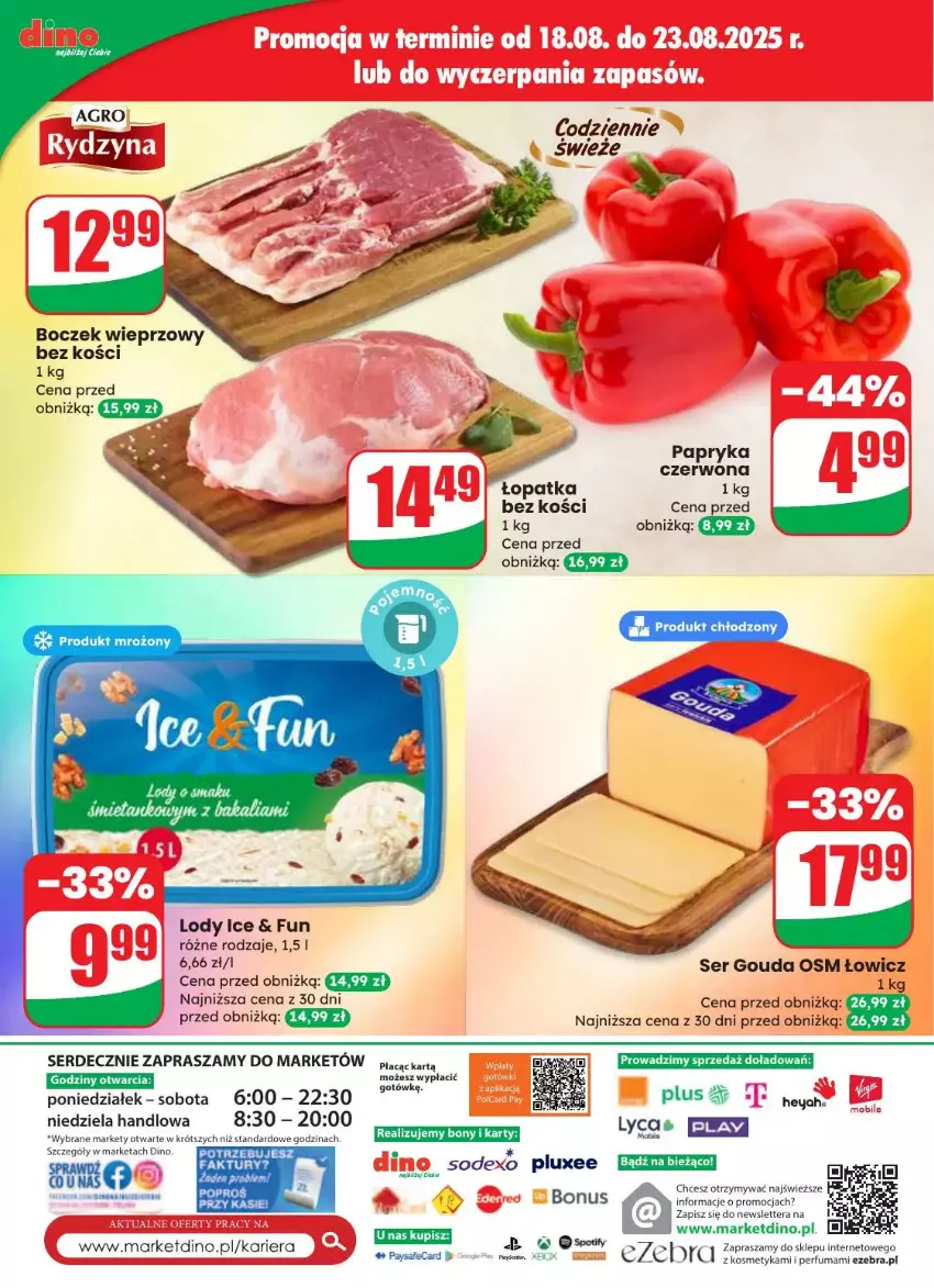 Gazetka promocyjna Dino - ważna 20.08 do 26.08.2025 - strona 70 - produkty: BIC, Boczek, Boczek wieprzowy, Fa, Gouda, Lody, Papryka, Perfum, Ser, Tera