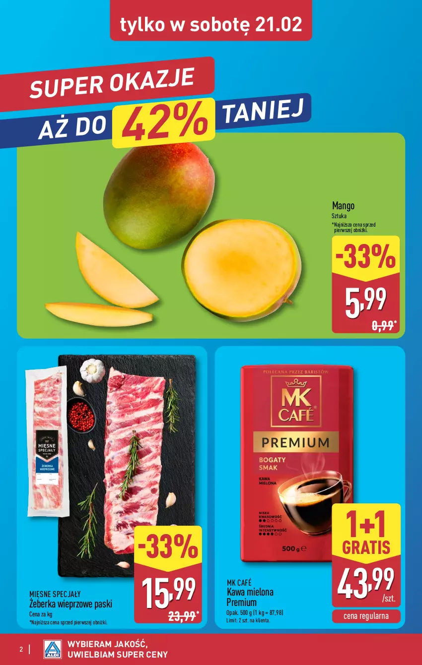 Gazetka promocyjna Aldi - Oferta weekendowa - ważna 19.02 do 21.02.2026 - strona 2 - produkty: Gra, Kawa, Kawa mielona, Mango, Mięsne specjały