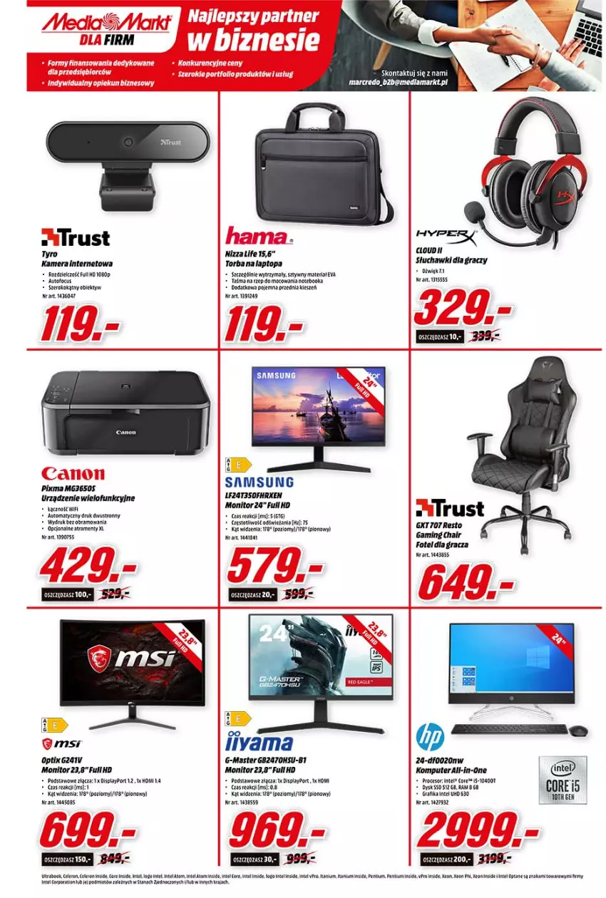 Gazetka promocyjna Media Markt - Gazetka Media Markt - ważna 06.10 do 12.10.2021 - strona 3 - produkty: Fa, Gra, Iiyama, Intel, Kamera, Kamera internetowa, Komputer, LG, Lion, Monitor, Obiektyw, Por, Rust, Samsung, Tera, Top, Torba, Torba na laptopa