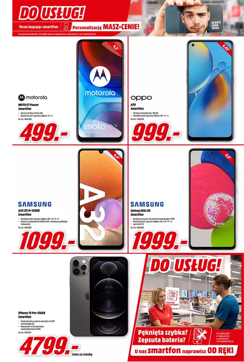 Gazetka promocyjna Media Markt - Gazetka Media Markt - ważna 06.10 do 12.10.2021 - strona 6 - produkty: Bateria, Gala, IPhone 12, Moto e, Motorola, Saga, Samsung, Smartfon