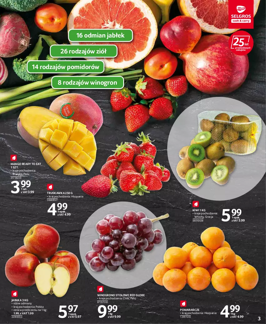 Gazetka promocyjna Selgros - Oferta spożywcza - ważna 17.02 do 02.03.2022 - strona 3 - produkty: Jabłka, Kiwi, Mango, Pomarańcze, Wino