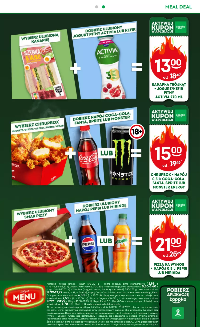 Gazetka promocyjna Żabka - gazetka-promocyjna-41-42-2026 - ważna 07.10 do 20.10.2026 - strona 51 - produkty: Activia, Coca-Cola, Fa, Fanta, Jogurt, Kebab, Kefir, Mirinda, Napój, Napój energetyczny, Pepsi, Pizza, Sprite, Tran