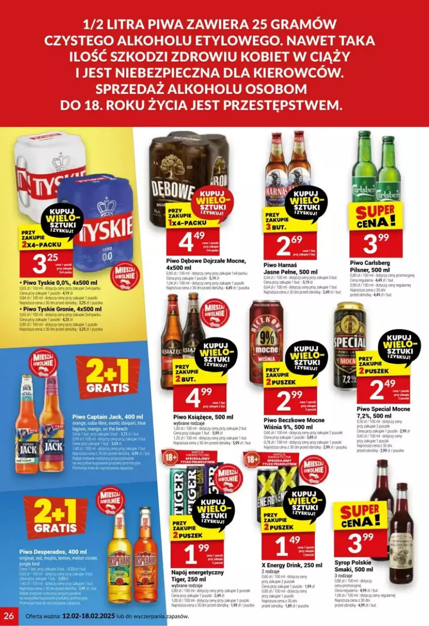 Gazetka promocyjna Twoj Market - ważna 12.02 do 18.02.2025 - strona 19 - produkty: Captain Jack, Carlsberg, Hama, Książęce, Napój, Napój energetyczny, Piec, Piwa, Piwo, Tiger, Tyskie