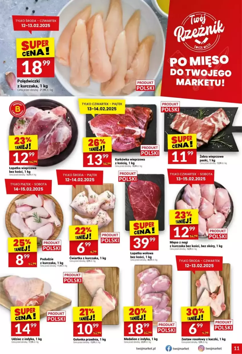 Gazetka promocyjna Twoj Market - ważna 12.02 do 18.02.2025 - strona 3 - produkty: Fa, Karkówka wieprzowa, Klej, Kurczak, Lion, Mięso, Obraz, Obrus, Polędwiczki z kurczaka, Udziec z indyka, Zestaw rosołowy z kaczki