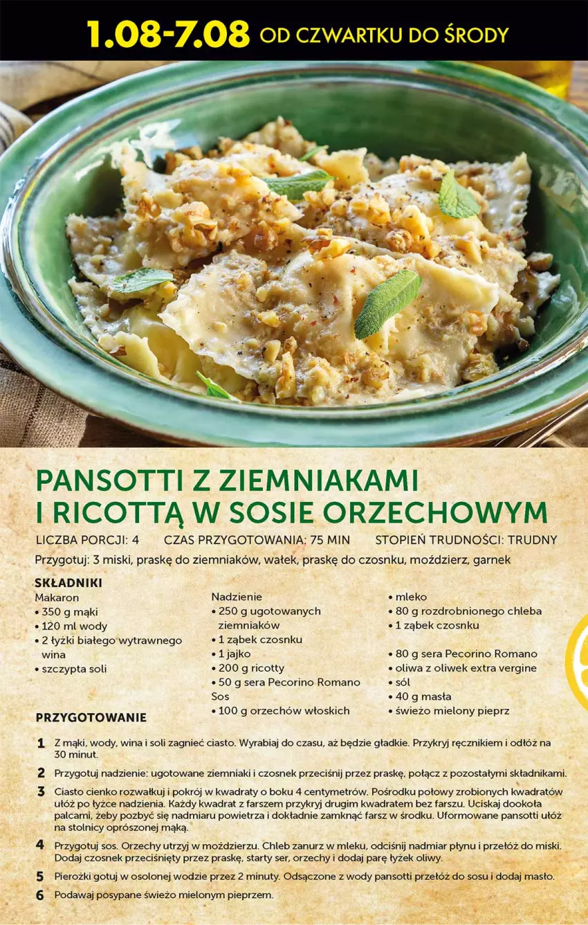 Gazetka promocyjna Biedronka - Kuchnia włoska - ważna 01.08 do 07.08.2024 - strona 7 - produkty: Chleb, Czosnek, Fa, Garnek, Gin, Makaron, Masło, Mleko, Nuty, Oliwa, Oliwa z oliwek, Pecorino, Pieprz, Por, Ręcznik, Ser, Sól, Sos, Top, Wałek, Ziemniaki