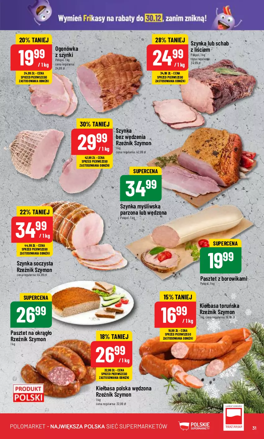 Gazetka promocyjna PoloMarket - Gazetka pomocyjna - ważna 27.12 do 30.12.2023 - strona 31 - produkty: Kiełbasa, Ogonówka, Pasztet, Pekpol, Szynka