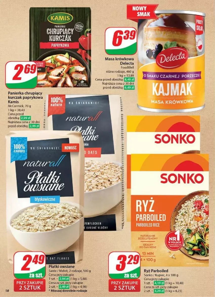 Gazetka promocyjna Dino - ważna 19.03 do 25.03.2025 - strona 10 - produkty: Delecta, Kamis, Kupiec, Kurczak, Masa krówkowa, Melvit, Piec, Płatki owsiane, Ryż, Ryż parboiled, Sante, Sonko