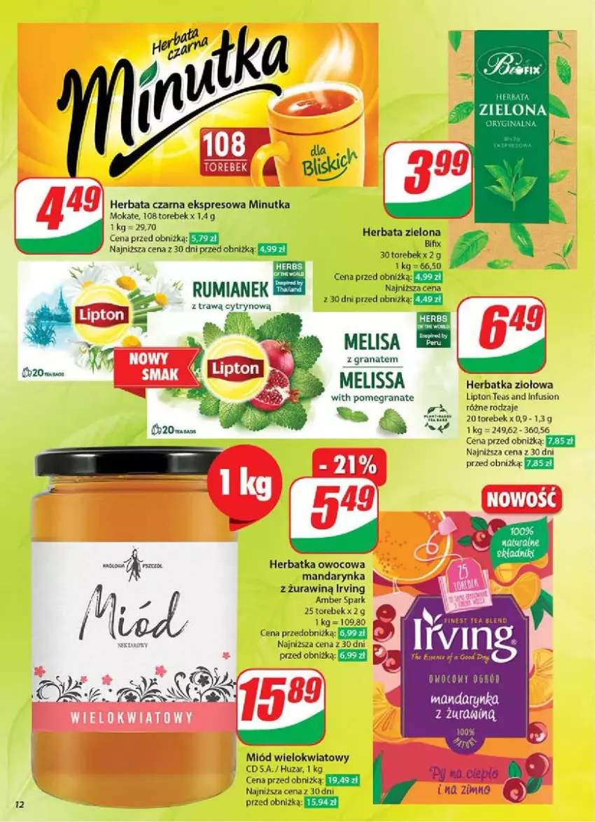 Gazetka promocyjna Dino - ważna 19.03 do 25.03.2025 - strona 4 - produkty: Fusion, Gra, Granat, Herbata, Herbata czarna, Irving, Lipton, Miód, Ogród, Rum