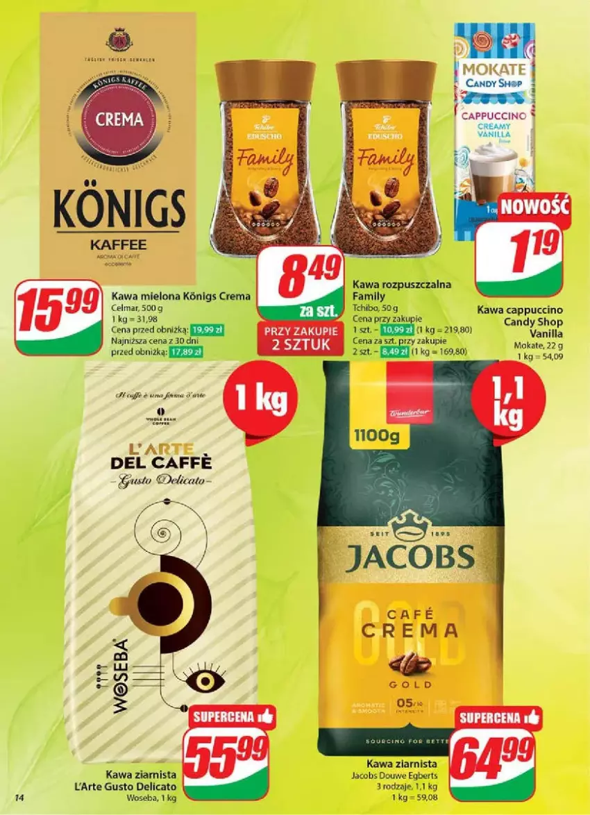 Gazetka promocyjna Dino - ważna 19.03 do 25.03.2025 - strona 6 - produkty: Candy, Cappuccino, Celma, Fa, Jacobs, Kawa, Kawa mielona, Kawa rozpuszczalna, Kawa ziarnista, Tchibo, Woseba