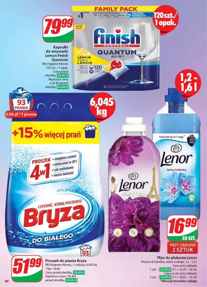 Gazetka promocyjna Dino - ważna 19.03 do 25.03.2025 - strona 63 - produkty: Bryza, Fa, Finish, Lenor, Płyn do płukania, Proszek do prania