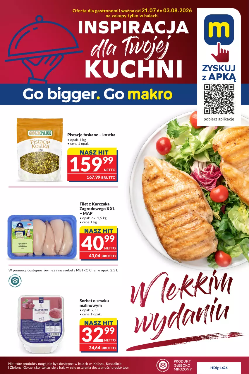 Gazetka promocyjna Makro - Oferta dla gastronomii - ważna 21.07 do 03.08.2026 - strona 1 - produkty: Kosz, Kurczak, Metro, Metro Chef, Pistacje, Szal