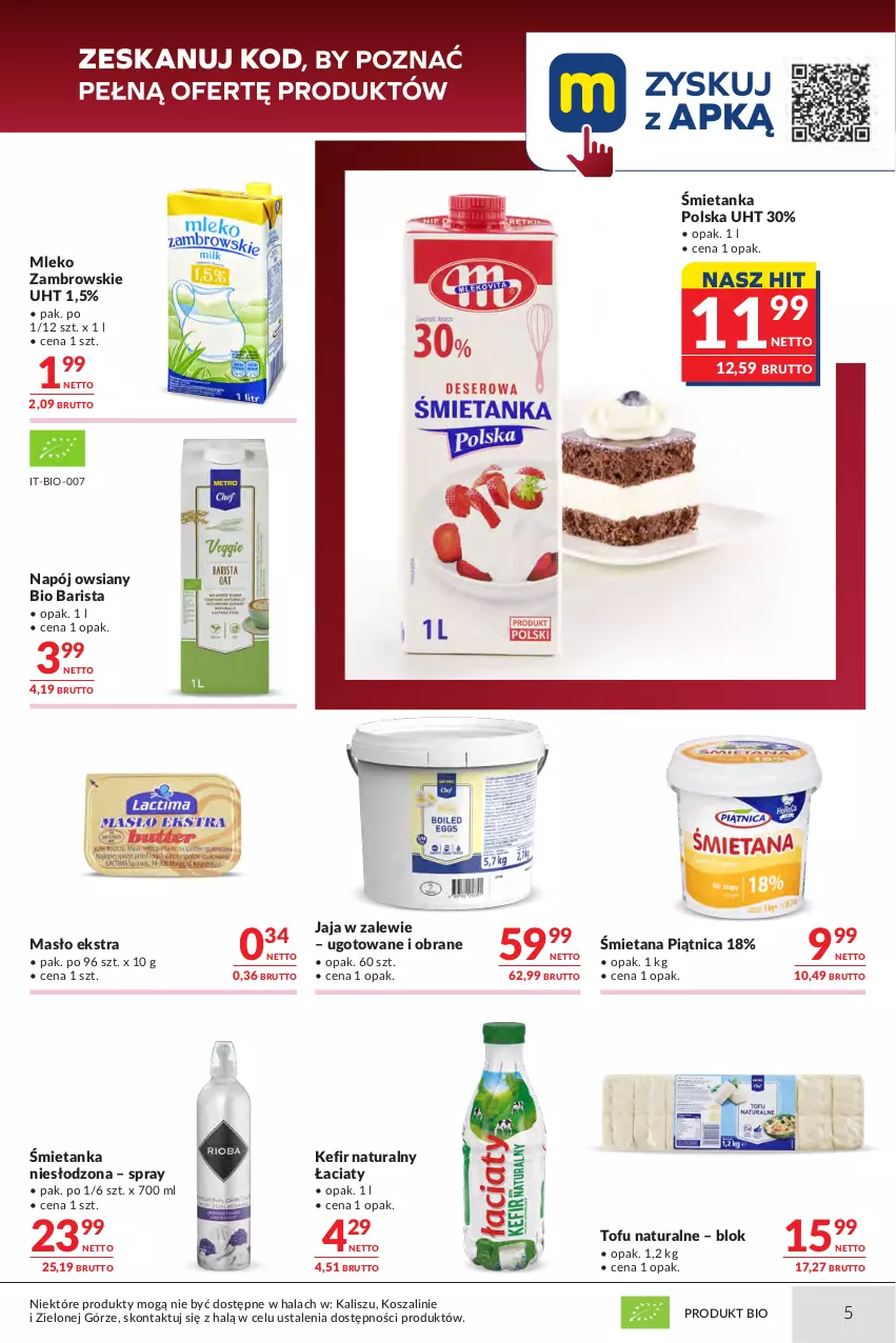 Gazetka promocyjna Makro - Oferta dla gastronomii - ważna 21.07 do 03.08.2026 - strona 5 - produkty: Jaja, Kefir, Kefir naturalny, Kosz, Masło, Mleko, Napój, Piątnica, Szal, Tofu
