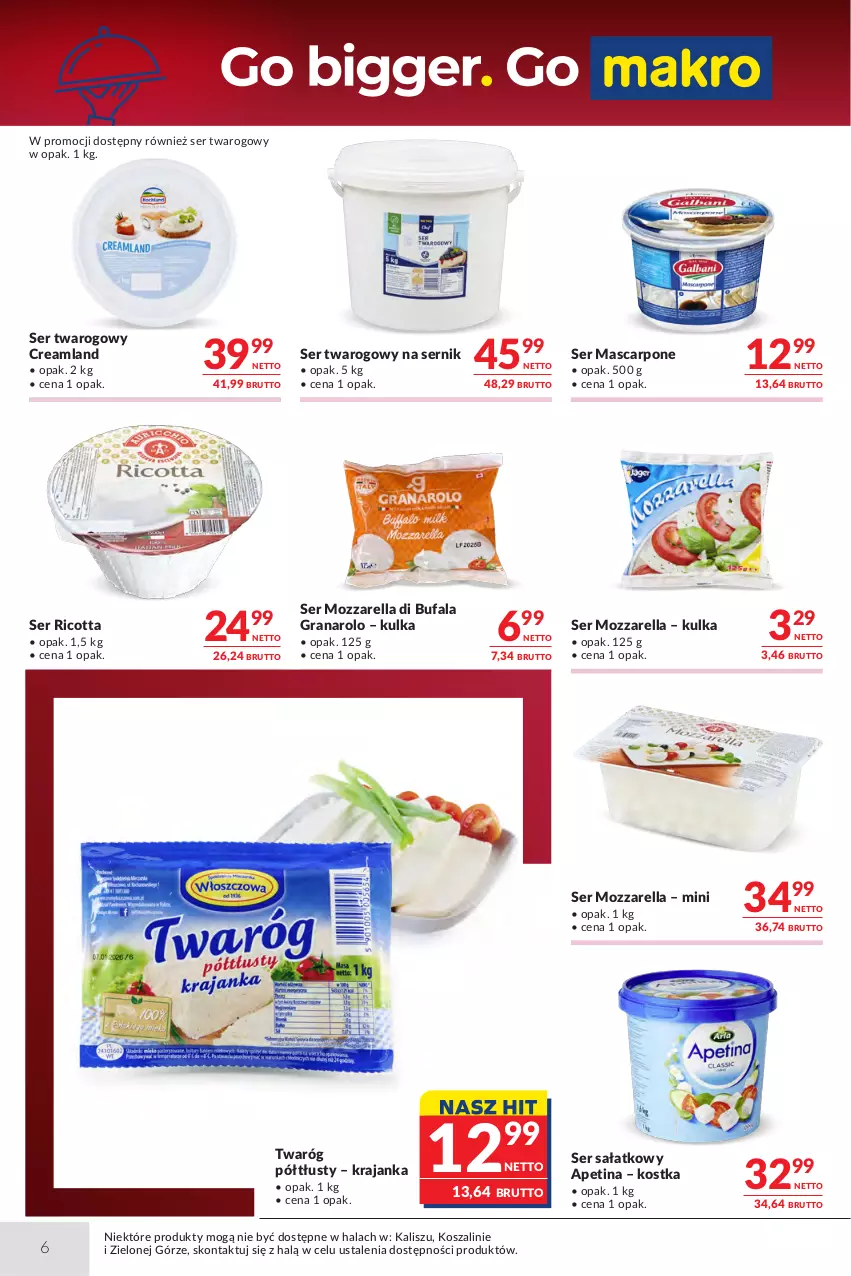 Gazetka promocyjna Makro - Oferta dla gastronomii - ważna 21.07 do 03.08.2026 - strona 6 - produkty: Fa, Gra, Kosz, Mascarpone, Mozzarella, O nas, Ricotta, Sałat, Ser, Ser twarogowy, Szal, Twaróg, Twaróg półtłusty