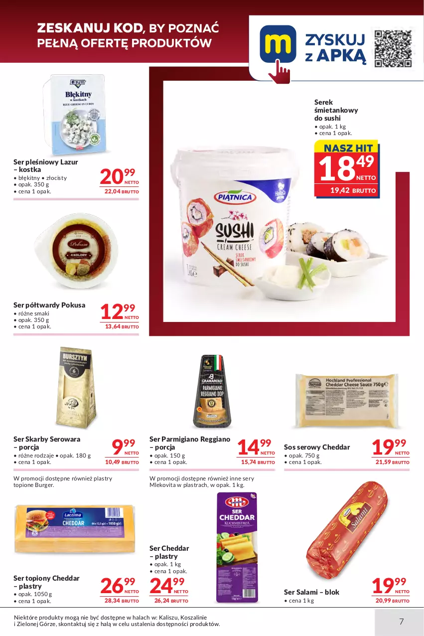 Gazetka promocyjna Makro - Oferta dla gastronomii - ważna 21.07 do 03.08.2026 - strona 7 - produkty: Burger, Cheddar, Kosz, Lazur, Mleko, Mlekovita, Por, Salami, Ser, Ser pleśniowy, Ser salami, Ser topiony, Serek, Sos, Sushi, Szal, Top
