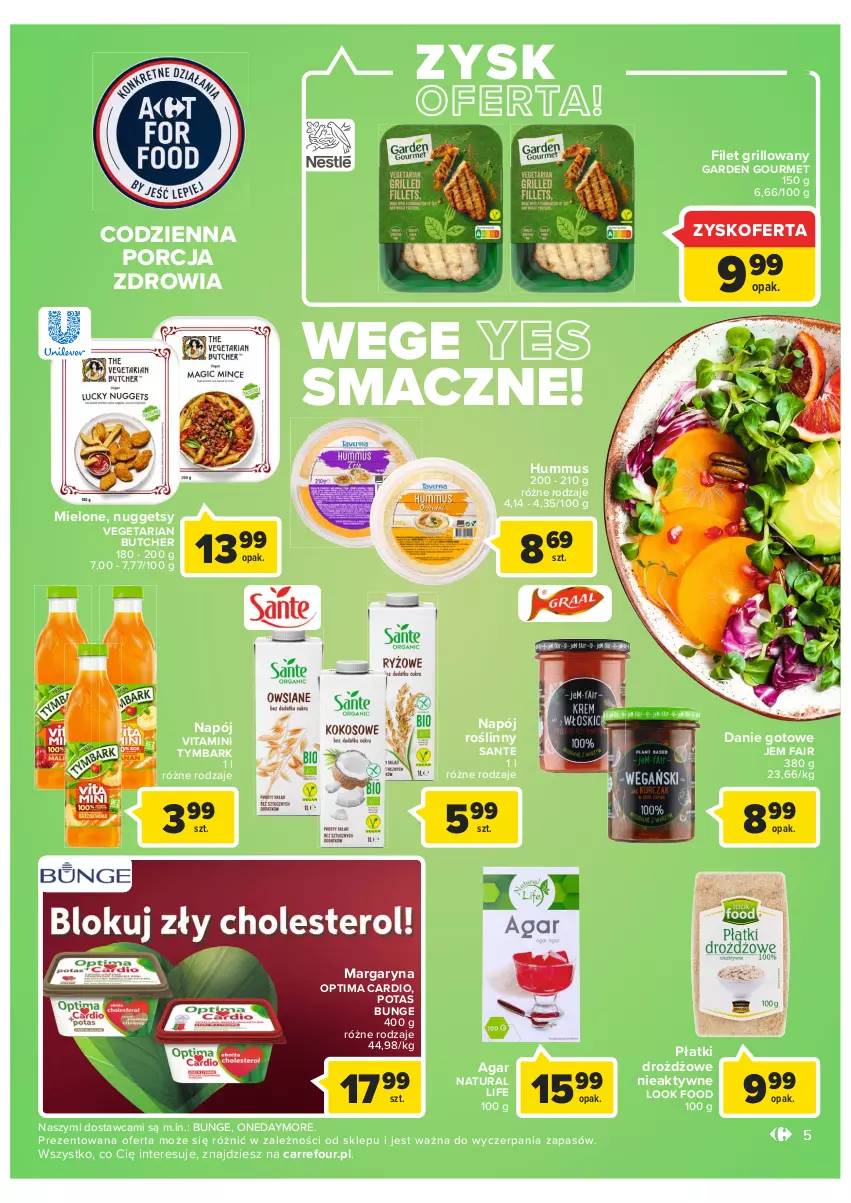 Gazetka promocyjna Carrefour - Gazetka Market - ważna 13.09 do 24.09.2022 - strona 5 - produkty: Danie gotowe, Fa, Grill, Hummus, Margaryna, Mus, Napój, Napój roślinny, Optima, Optima Cardio, Por, Sante, Tymbark, Vegeta