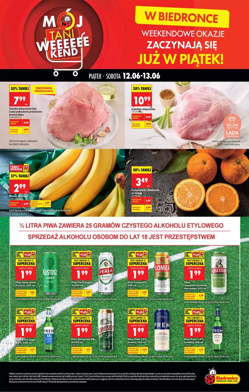 Gazetka promocyjna Biedronka - Tani Weekend - ważna 12.06 do 13.06.2026 - strona 1 - produkty: Fa, Gra, LG, Namysłów, Piwa, Piwo, Por, Szynka, Szynka wieprzowa