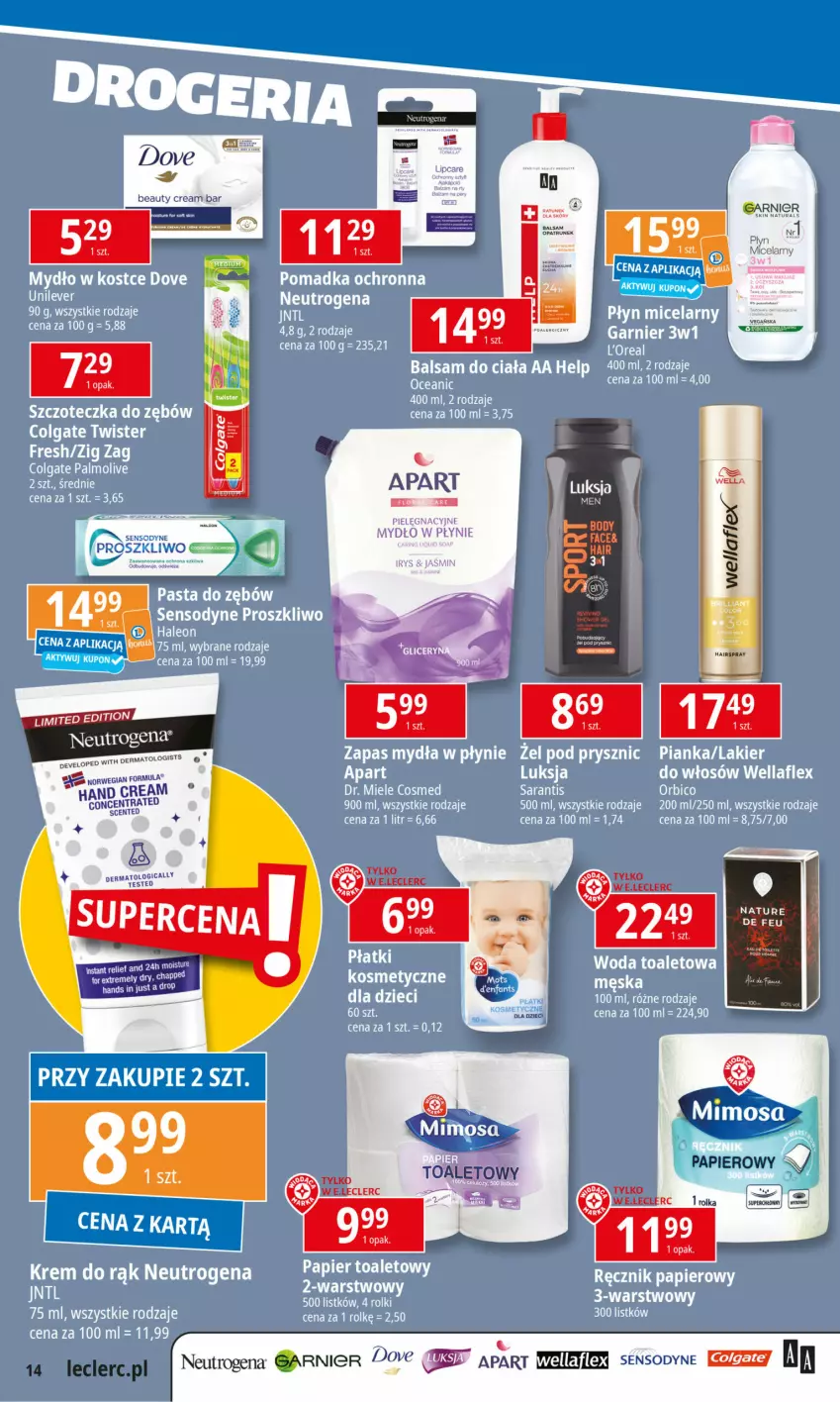 Gazetka promocyjna E Leclerc - ważna 21.10 do 28.10.2024 - strona 14 - produkty: Fa, Garnier, Neutrogena, Papier, Sensodyne