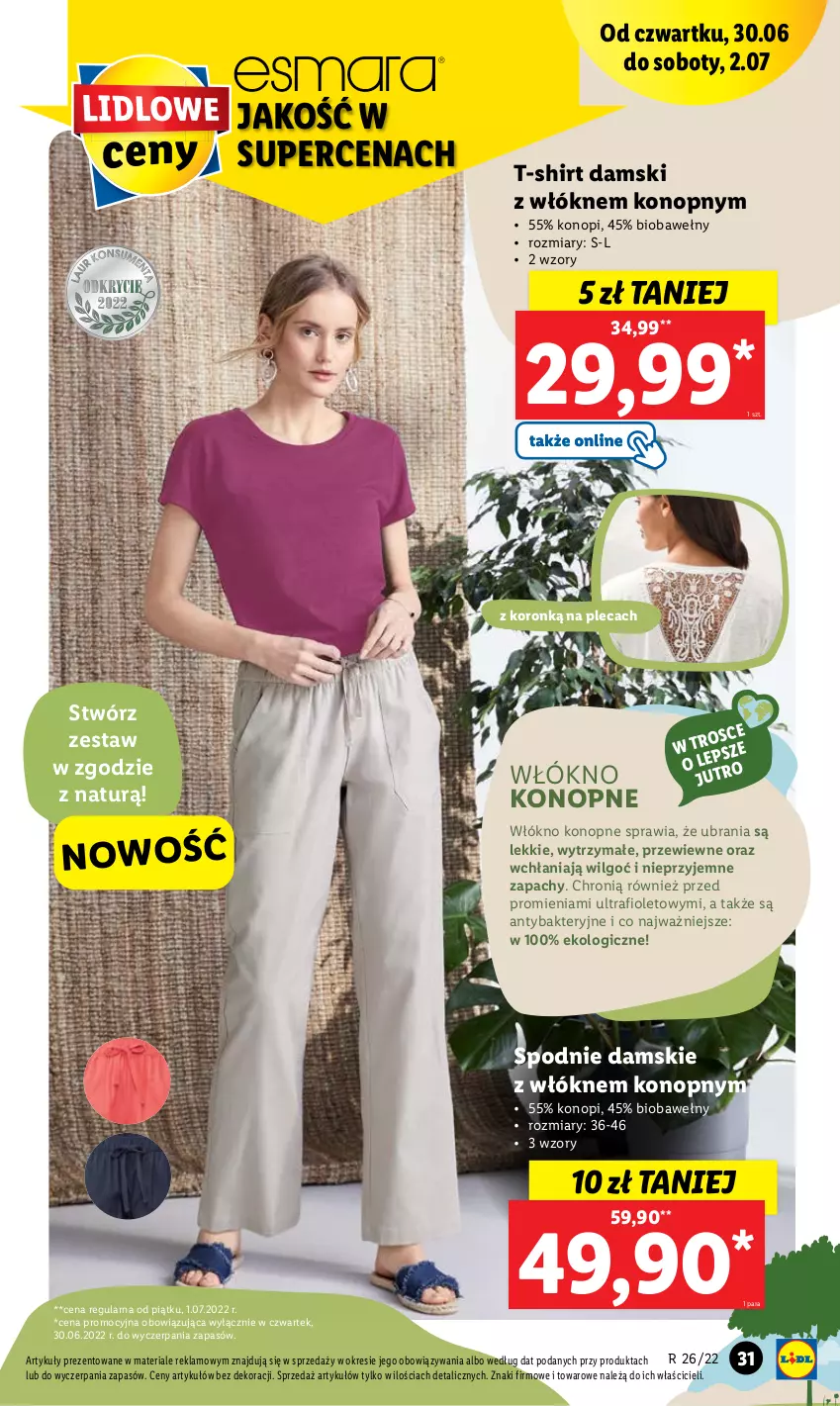 Gazetka promocyjna Lidl - GAZETKA - ważna 27.06 do 02.07.2022 - strona 35 - produkty: LG, Spodnie, T-shirt, Ubrania